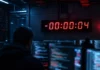A digital clock counting down to zero against a dark cybersecurity-themed background, representing the collapsing time window between vulnerability disclosure and exploitation