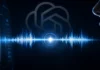 OpenAI logo on a dark background with waveform visualization representing real-time voice AI