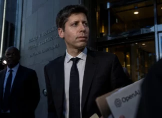 Sam Altman outside the federal courthouse in Oakland during the Musk v. Altman trial, May 2026